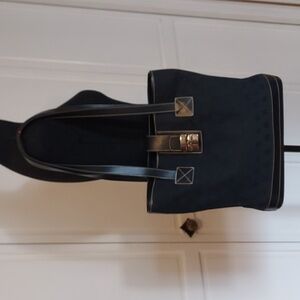 DOONEY and BOURKE black tote purse book shopping computer bag VINTAGE